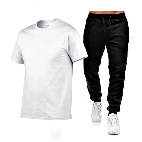 Костюм , футболка и брюки, спортивный стиль, размер 54, белый