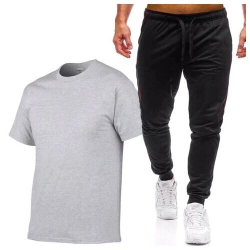 Костюм , футболка и брюки, спортивный стиль, размер 56, серый