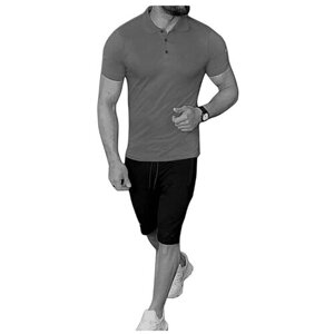 Костюм , футболка и шорты, силуэт полуприлегающий, размер 52, серый