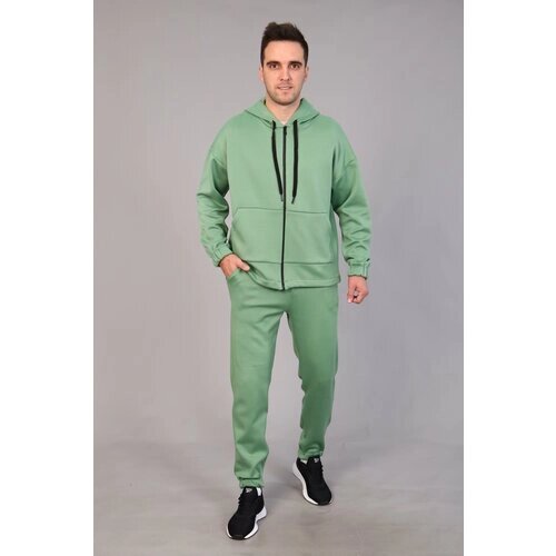 Костюм IvCapriz, толстовка и брюки, оверсайз, капюшон, карманы, утепленный, размер 56, зеленый
