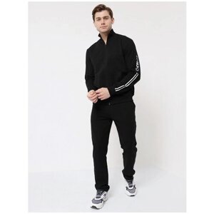 Костюм OCELOT eco, олимпийка и брюки, спортивный стиль, свободный силуэт, карманы, размер 50, черный