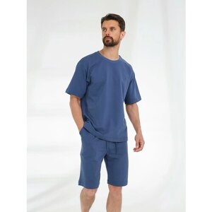 Костюм VITACCI, футболка и шорты, силуэт свободный, размер 52/54, синий