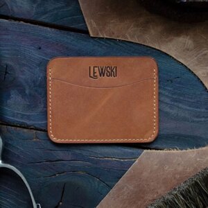 Кредитница LEWSKI 0001310, натуральная кожа, 2 кармана для карт, бежевый, коричневый