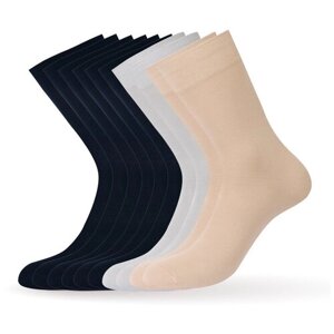Мужские носки Omsa, 10 пар, 10 уп., высокие, размер 45-47, бежевый, мультиколор