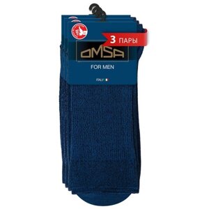 Мужские носки Omsa, 3 пары, классические, размер 39-41, синий