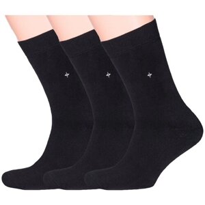 Мужские носки RuSocks, 3 пары, классические, на Новый год, махровые, размер 25 (38-40), черный