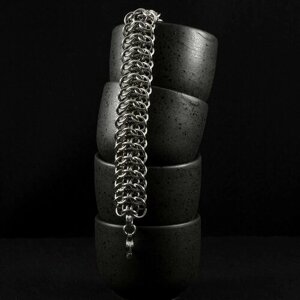 Мужской браслет цепочка ручной работы Alena Kitaeva Саламандра макси из медицинской нержавеющей стали, размер 19 см, ширина 15 мм
