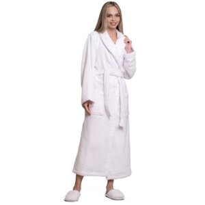 Набор махровый халат, полотенце, тапочки "Ашхабадский текстильный комплекс" 100% хлопок халат домашний для женщин и мужчин. Белый