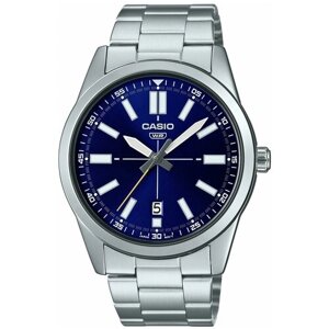 Наручные часы CASIO Часы наручные CASIO MTP-VD02D-2E, синий, серебряный