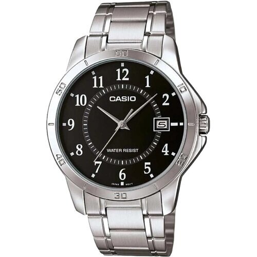Наручные часы CASIO MTP-V004, черный, серебряный