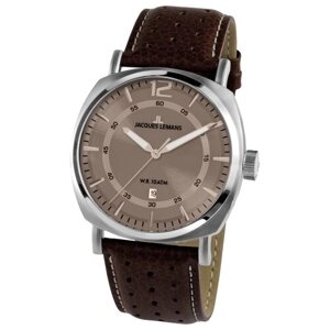 Наручные часы JACQUES LEMANS 1-1943G, коричневый, серебряный