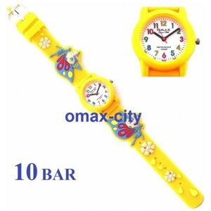 Наручные часы OMAX, кварцевые, корпус пластик, ремешок силикон, желтый