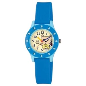 Наручные часы Q&Q, кварцевые, корпус пластик, ремешок каучук, водонепроницаемые, синий, мультиколор