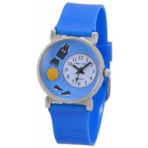 Наручные часы Тик-Так, кварцевые, ремешок пластик, будильник, водонепроницаемые, синий