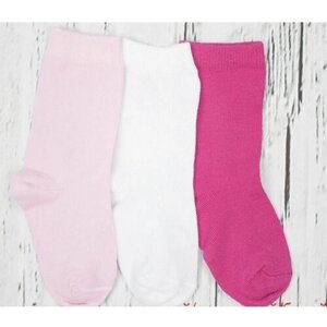 Носки детские CAK08006 (3пары в упак) разм. 12 розовый/малиновый/белый
