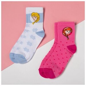Носки Kaftan для девочек, 2 пары, размер 18-20, розовый, белый