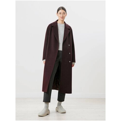 Пальто-халат Pompa демисезонное, шерсть, силуэт прямой, удлиненное, размер 52/170, бордовый