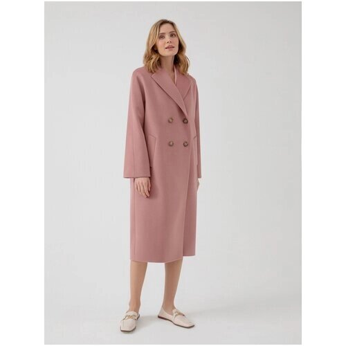 Пальто-кокон Pompa демисезонное, шерсть, силуэт прямой, средней длины, размер 52/170, розовый