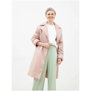 Пальто-кокон Pompa демисезонное, силуэт прямой, средней длины, размер 48/170, розовый
