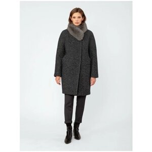 Пальто-кокон Pompa зимнее, шерсть, силуэт прямой, средней длины, размер 46/170, серый