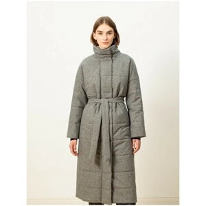 Пальто-кокон Pompa зимнее, силуэт прямой, удлиненное, размер 48/170, серый