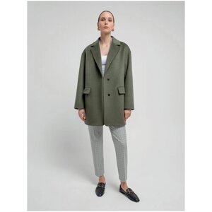 Пальто-пиджак Pompa демисезонное, шерсть, силуэт прямой, укороченное, размер 44/170, зеленый