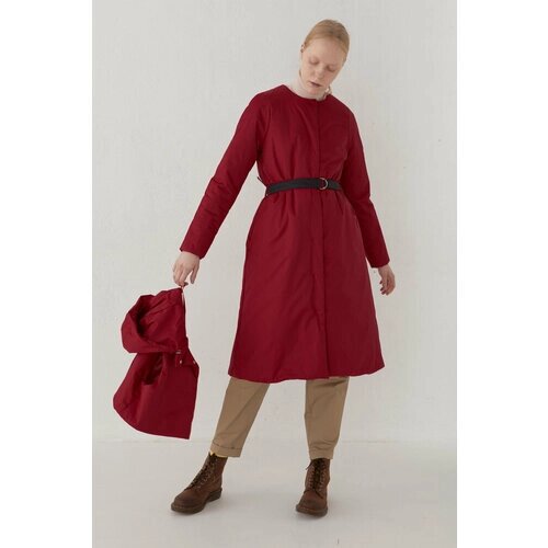 Пальто УСТА К УСТАМ демисезонное, силуэт трапеция, удлиненное, размер XS, красный