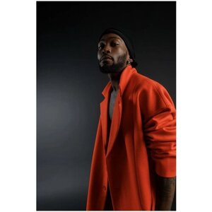 Пальто ZNWR демисезонное, силуэт прямой, удлиненное, карманы, подкладка, размер XS, оранжевый