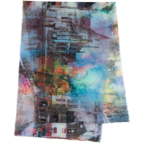 Павловопосадские платки/ Шерстяной шарф палантин, 10168, вид 13, разноцветный