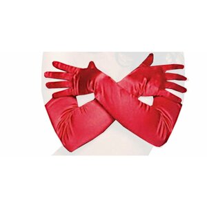 Перчатки атласные красные 41 см ниже локтя женский 101GF ChinaMagSN 42-46рр UNI