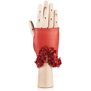 Перчатки ELEGANZZA демисезонные, натуральная кожа, подкладка, размер 6.5, коралловый