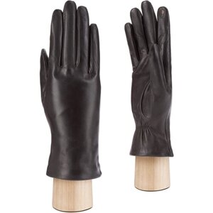 Перчатки ELEGANZZA демисезонные, натуральная кожа, подкладка, сенсорные, размер 7.5, черный