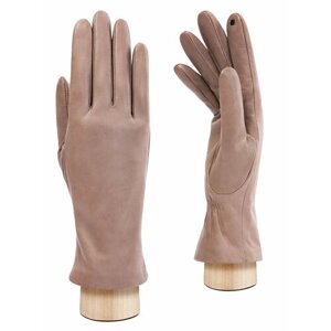 Перчатки ELEGANZZA демисезонные, натуральная кожа, подкладка, сенсорные, размер 7, коричневый, бежевый