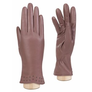 Перчатки ELEGANZZA зимние, натуральная кожа, подкладка, размер 6.5, розовый, бежевый