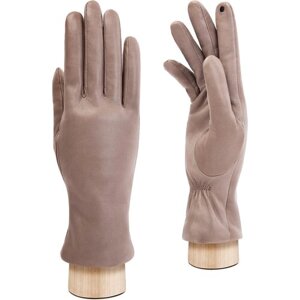 Перчатки ELEGANZZA зимние, натуральная кожа, подкладка, сенсорные, размер 6.5, бежевый, коричневый