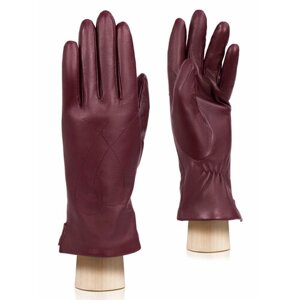 Перчатки LABBRA зимние, натуральная кожа, подкладка, размер 7, бордовый