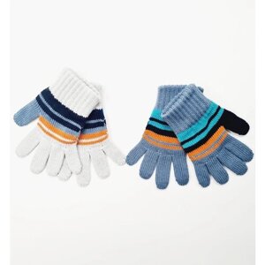 Перчатки Margot Bis демисезонные, размер 12, синий, серый