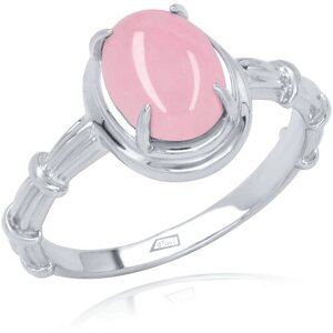 Перстень Гильдия Мастеров. ру серебро, 875 проба, родирование, жадеит, размер 17.5, розовый