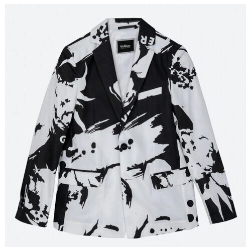 Пиджак Gulliver, карманы, однобортный, размер 98, черный, белый
