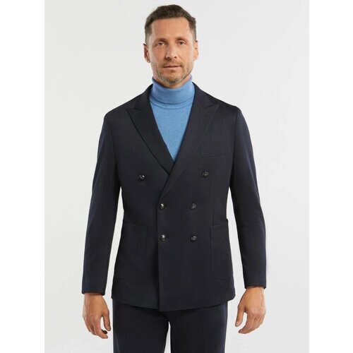 Пиджак KANZLER, силуэт прямой, двубортный, размер 52, синий