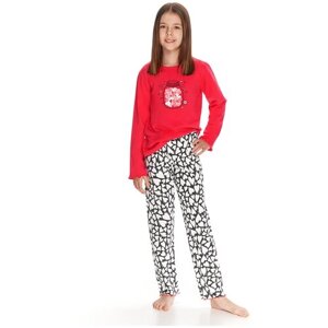 Пижама детская для девочки TARO Livia 2589-2590-01, кофта и брюки, малиновый (Размер: 128)