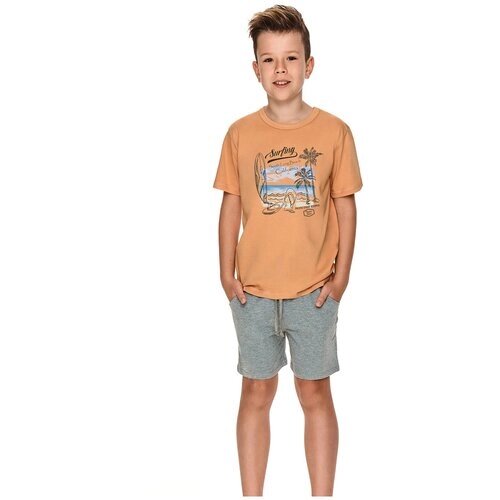 Пижама детская для мальчика TARO Wadim 2748-2749-01, футболка и шорты, оранжевый (Размер: 116)