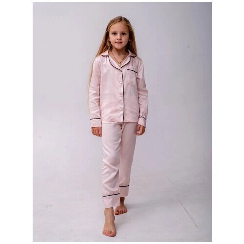 Пижама детская из тенселя с брюками и рубашкой "Пудра" Домашняя одежда Малиновые сны
