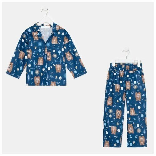 Пижама детская (рубашка, брюки) KAFTAN "Мишки", р. 98-104, синий 7522197