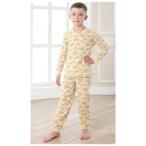 Пижама детская утепленная хлопок с начёсом байковая, одежда для дома, для сна / Белый слон 5121 р. 86/92