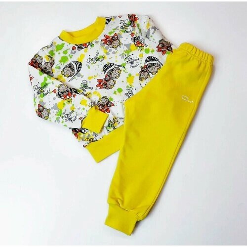 Пижама для девочек, размер 92, желтый