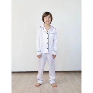 Пижама для мальчика из тенселя, цвет белый, размер 128