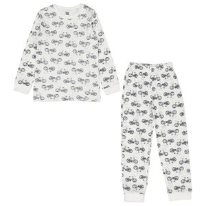 Пижама для мальчика (летняя), 100% хлопок, домашняя одежда для ребенка / Белый слон 5420 (молочный) р. 92/98