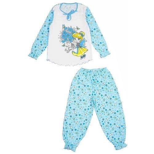 Пижама эста для девочки размер 128, голубой, белый