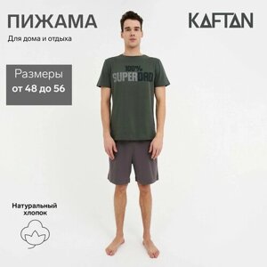 Пижама Kaftan, шорты, футболка, размер 52, зеленый